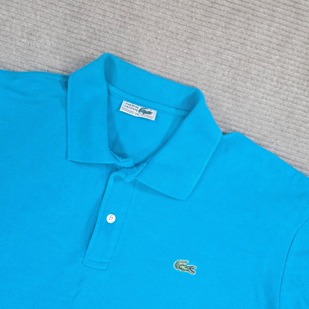 Lacoste Mens XXL Turquoise Blue Chemise Vintage Pique Polo Shirt